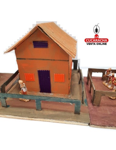 Conjunto tres casas-Pesebre Belen...