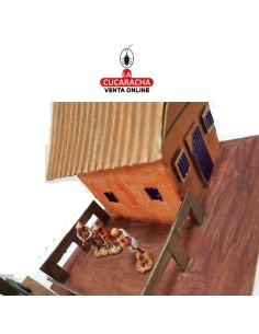 Conjunto tres casas-Pesebre Belen Nacimiento Artesanal.