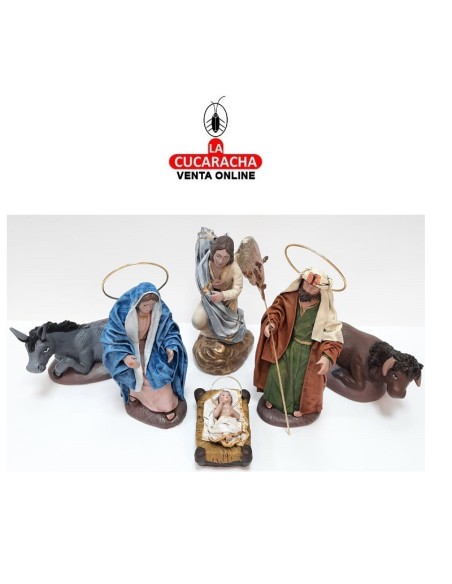 Belen Nacimiento Artesanal 14cm. completo sin Pesebre.