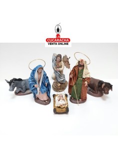 Belen Nacimiento Artesanal 14cm. completo sin Pesebre.