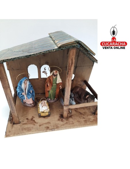 Pesebre Belen carton reciclado Nacimiento Artesanal 14cm.