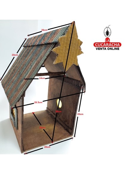 Pesebre Belen madera Nacimiento Artesanal 12cm. 2 ventanas.