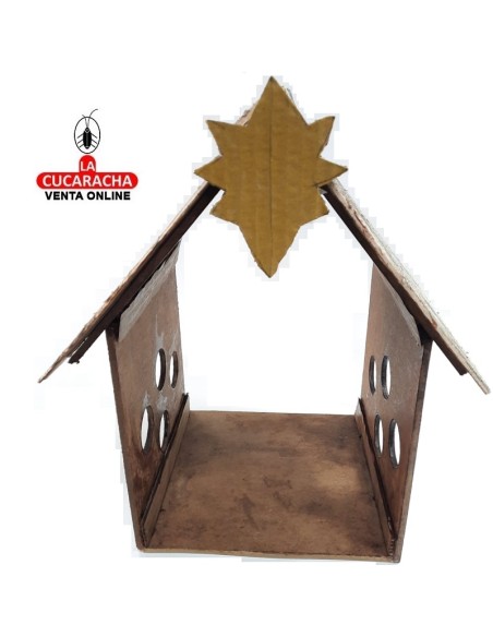 Pesebre Belen madera Nacimiento Artesanal 14cm. 8 ventanas.