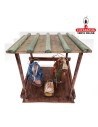 Pesebre Belen madera Nacimiento Artesanal 14cm. 5 tejas.