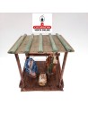 Pesebre Belen madera Nacimiento Artesanal 14cm. 5 tejas.