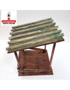 Pesebre Belen madera Nacimiento Artesanal 14cm. 6 tejas.