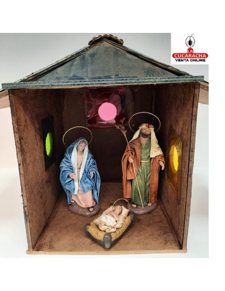 Pesebre Belen madera Nacimiento Artesanal 14cm.
