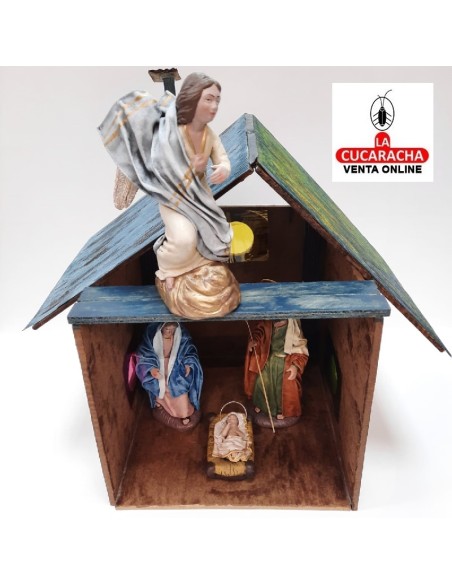 Pesebre Belen madera Nacimiento Artesanal 14cm.