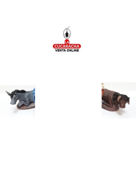 Belen Nacimiento Artesanal 14cm. MULA Y BUEY sin Pesebre.