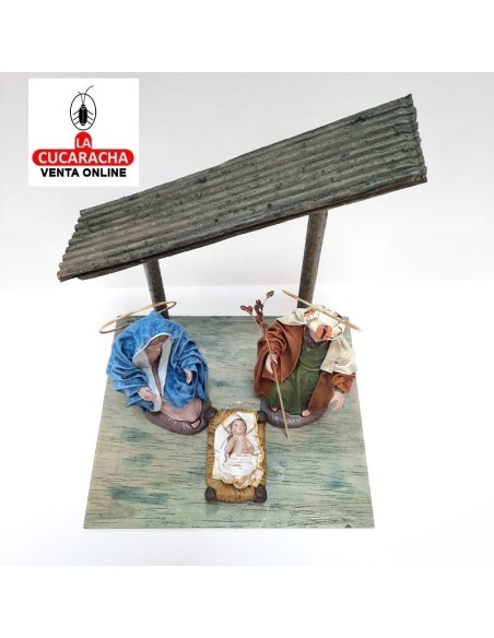 Pesebre Belen madera Nacimiento Artesanal 14cm.