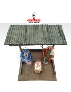 Pesebre Belen madera barandillas Nacimiento Artesanal 14cm.