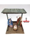 Pesebre Belen madera barandillas Nacimiento Artesanal 14cm.