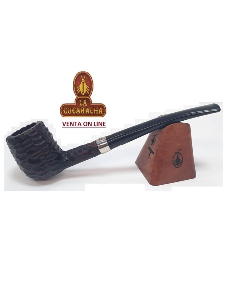 Pipa Peterson Junior Nickel Mounted Canted Bent Billiard Rústica.