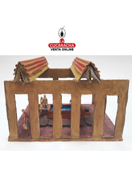 Plaza con fuente-Pesebre Belen Nacimiento Artesanal.