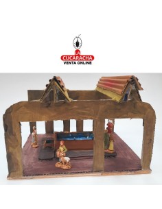 Plaza con fuente-Pesebre Belen Nacimiento Artesanal.