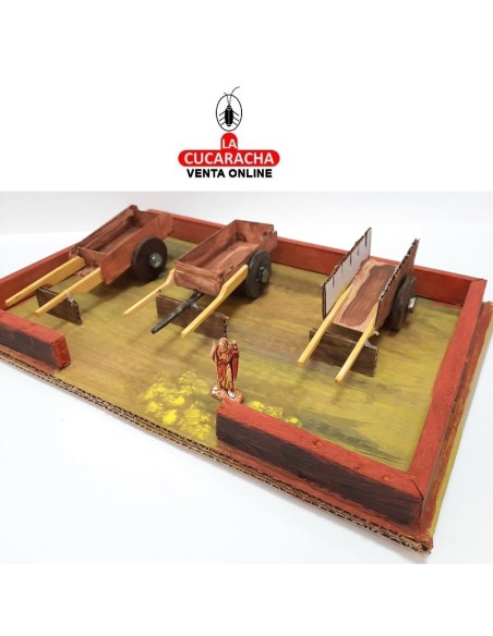 Tres carretas-Pesebre Belen Nacimiento Artesanal.