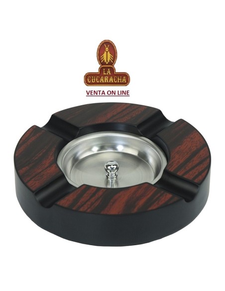 CENICERO 4 PUROS REDONDO EBANO 16X16X3CM.