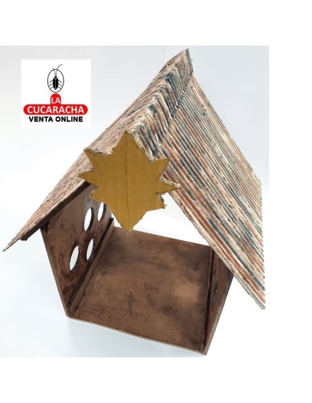 Pesebre Belen madera Nacimiento Artesanal 12cm. 8 ventanas.