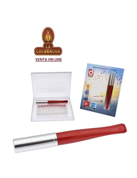 denicotea-BOQUILLA ROJA CROMADA LISA-9MM.