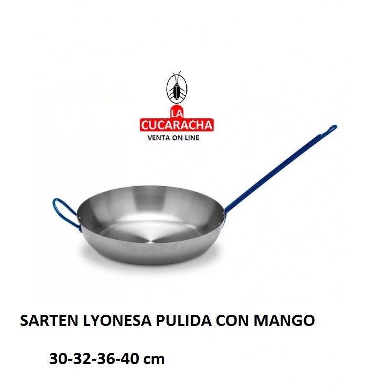 SARTEN LYONESA PULIDA CON MANGO Y ASA