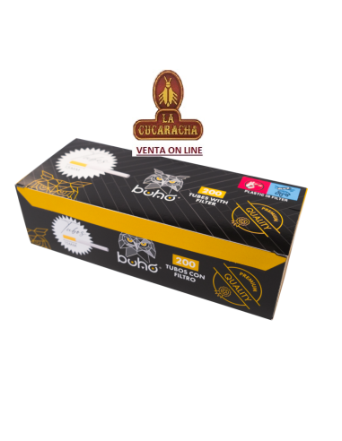 Caja 200 tubos cigarrillo vacios BUHO clasico.