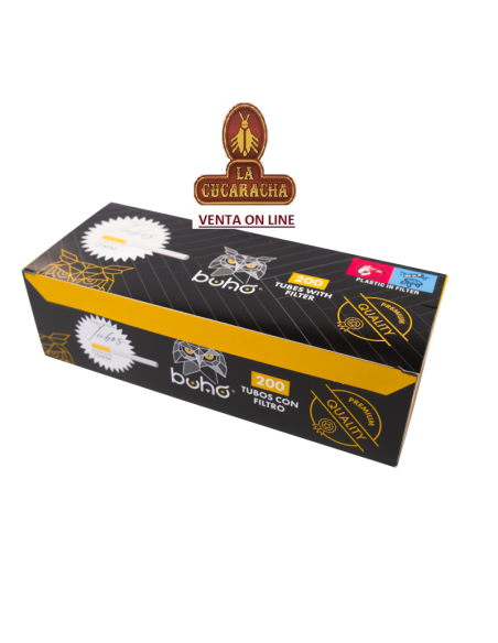 Caja 200 tubos cigarrillo vacios BUHO clasico.