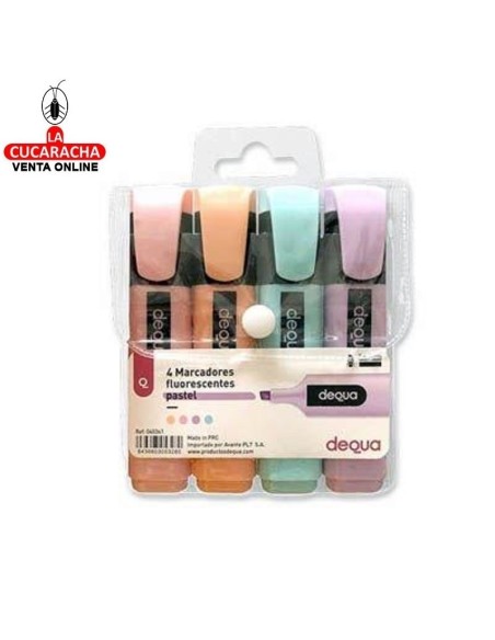 dequa-Rotulador Marcador fluorescente pastel SURTIDO. PACK 4.