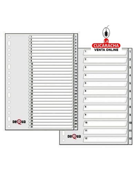 dequa-Indice 1-31 polipropileno A4 y folio Gris.