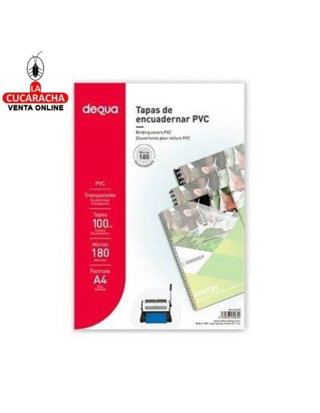 DEQUA-Tapa plastico duro Encuadernar -A4- 0.18micras CRISTAL PACK 100.