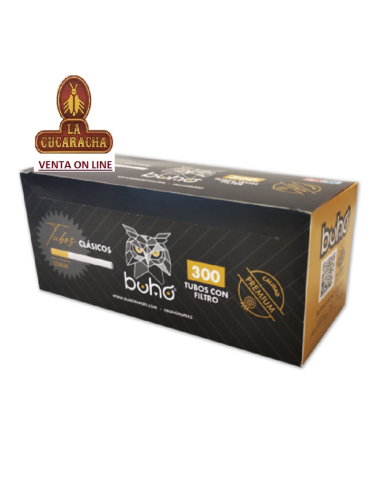 Caja 300 tubos cigarrillo vacios BUHO clasico.