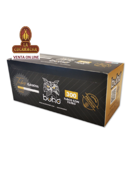 Caja 300 tubos cigarrillo vacios BUHO clasico.