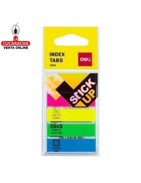 DELI-Banderitas Stick up 4 colores 20H. Neon 44x12mm.