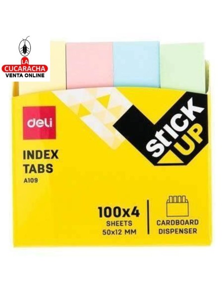 DELI-Banderitas Stick up 4 colores 25H. Neon 50x12mm.