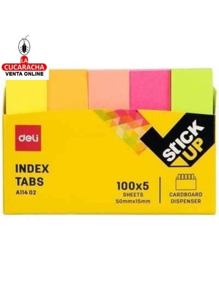 DELI-Banderitas Stick up 5 colores 25H. Neon 50x12mm.