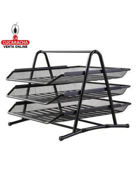 DELI-Bandeja set 3 rejilla metal negro.