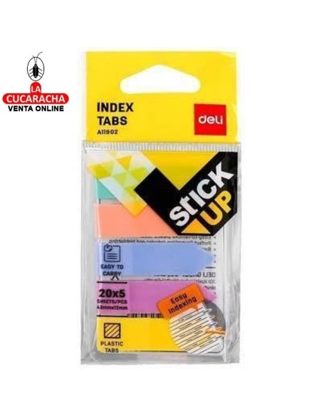 DELI-Banderitas Stick up 5 colores 20H. Pastel 43x12mm.