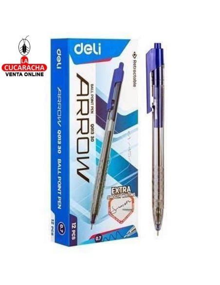DELI-Boligrafo Arrow Azul 0,7 Retractil EQ01330 caja 12.