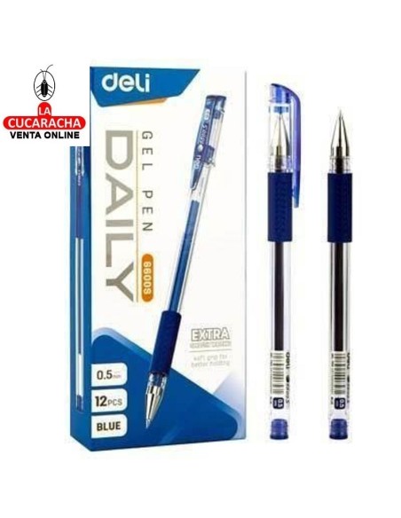 DELI-Boligrafo Daily gel azul con capuchon E6600S Caja 12.