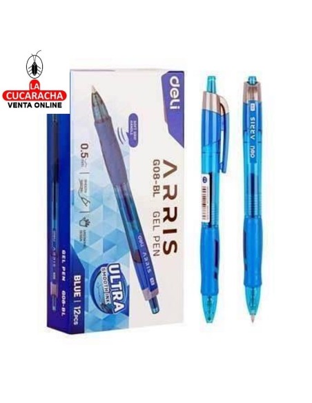 DELI-Boligrafo ARRIS Grip Azul 0,5 Retractil EG08-BL Caja 12.