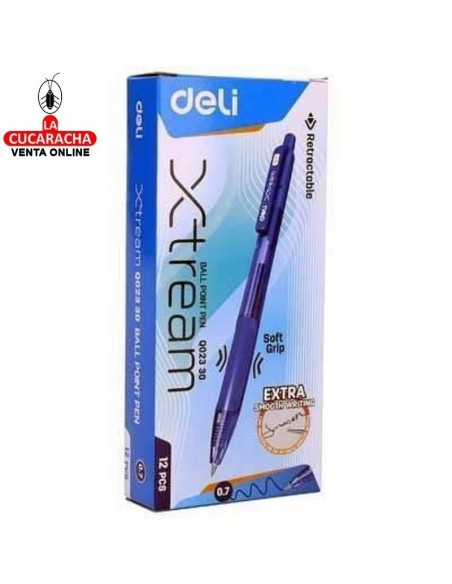 DELI-Boligrafo Xtream Grip Azul 0,7 Retractil EQ02330 Caja 12.