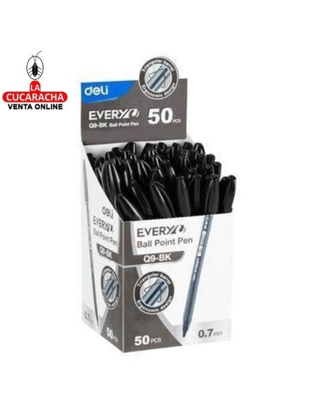 DELI-Boligrafo Every negro 0,7 con capucha EQ9-BK CAJA 50.