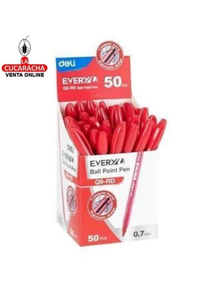 DELI-Boligrafo Every rojo 0,7 con capucha EQ9-RD CAJA 50.