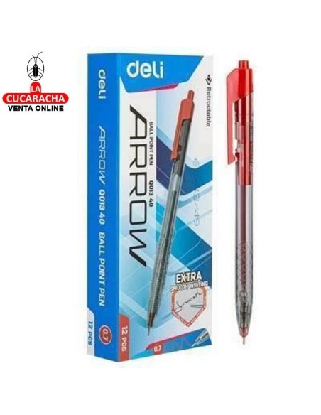 DELI-Boligrafo Arrow Rojo 0,7 Retractil EQ01340 Caja 12.