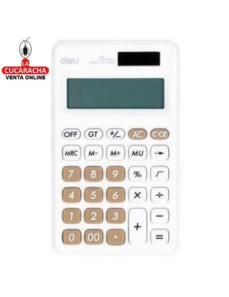 DELI-Calculadora bolsillo 12 dígitos blanco EM120.