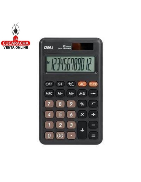 DELI-Calculadora bolsillo 12 dígitos negro EM120.