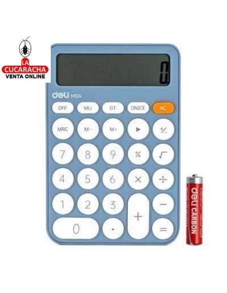 DELI-Calculadora bolsillo 12 dígitos azul EM124.