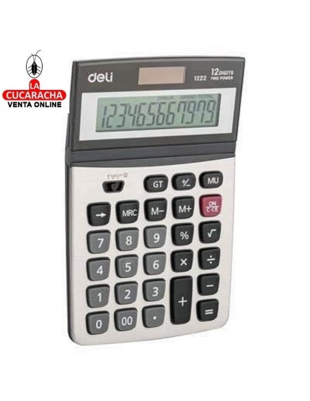 DELI-Calculadora 12 digitos Plata E1222.