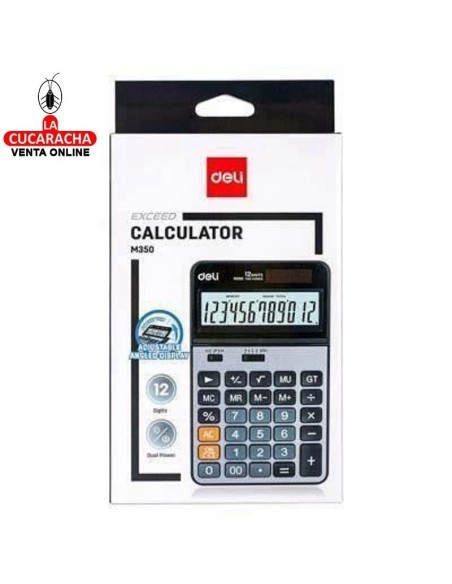 DELI-Calculadora 12 digitos Negro EM350.