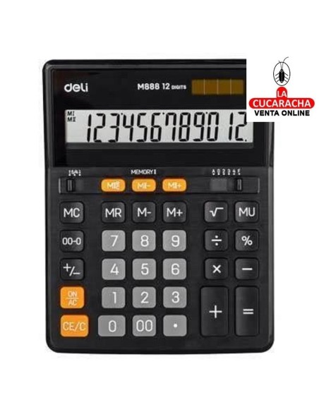 DELI-Calculadora 12 digitos Negro EM888.
