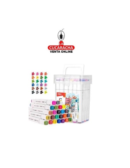 DELI-Rotulador Emotion doble Color punta redonda y biselada Caja 24 E70801-24.